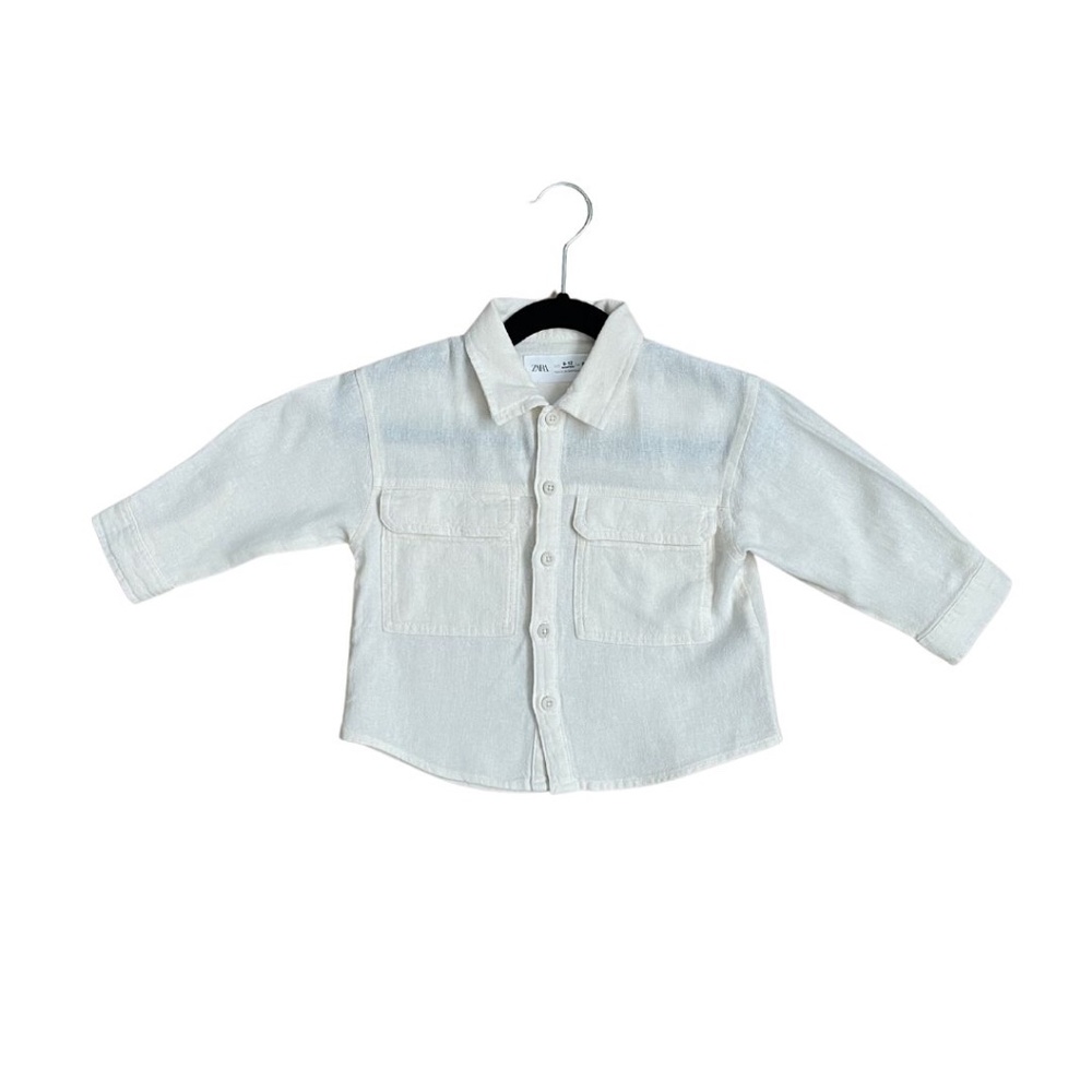 NWOT Zara Linen Button Up Shirt (Size 9-12 Months)
